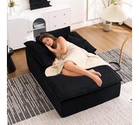 Bladez Canapé-lit en velours côtelé, moderne, simple, avec 3 coussins, petit canapé, confortable, pour salon, appartement et bureau, aucun assemblage nécessaire, noir B