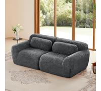 Bladez Canapé modulaire, 2 places, en peluche, sans montage, assise extra profonde, doux, mousse hautement élastique, pour salon, gris, 2 places