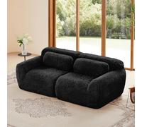 Bladez Canapé modulaire, 2 places, en peluche, sans montage, assise extra profonde, doux, mousse hautement élastique, pour le salon, noir, 2 places
