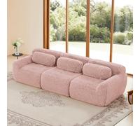 Bladez Canapé modulaire, 3 places, en peluche, sans montage, moderne, assise extra profonde, doux, mousse hautement élastique, pour salon, rose, 3 places
