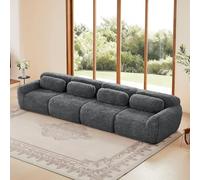 Bladez Canapé modulaire, 4 places, en peluche, sans montage, moderne, assise extra profonde, doux, mousse hautement élastique, pour salon, gris, 4 places