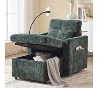 Bladez Canapé multifonctionnel avec espace de rangement et support pour téléphone portable, en chenille, chaise de loisirs, fauteuil de relaxation, lit pour salon, chambre à coucher, petite maison
