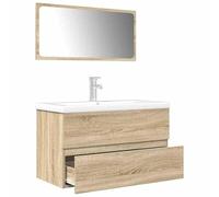 Bladez Ensemble de 3 meubles de salle de bain en chêne Sonoma en bois et céramique, armoire pour salle de bain, élégant et durable, peu encombrant et pratique, design moderne pour votre maison