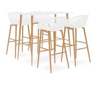 Bladez Ensemble de bar 5 pièces blanc en polypropylène et métal - Ensemble de table de bar moderne pour salon, cuisine ou jardin - Durable et élégant - Idéal pour les petits espaces et les sociétés