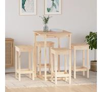 Bladez Ensemble de bar 5 pièces en pin massif - Meuble naturel pour jardin, terrasse ou salon - Robuste et non traité - Parfait pour les installations rustiques