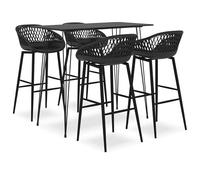 Bladez Ensemble de bar 5 pièces noir en polypropylène et métal - Ensemble de meubles modernes et durables pour le bar de la maison - Idéal pour le salon, la cuisine ou le jardin