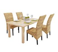 Bladez Lot de 4 chaises de salle à manger en bois massif de mangue et chanvre manille - Durable et naturel pour une salle à manger élégante - Parfait pour les familles et les invités