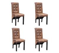 Bladez Lot de 4 chaises de salle à manger en cuir synthétique marron - Modernes - En polyester résistant (100 %) - Pour salon et salle à manger - Confortable et facile d'entretien