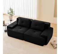 Bladez Loveseat Canapé modulaire 2 places, pour salon, moderne, avec confort et soutien du siège bas, sans montage, en mousse 32D, haute élasticité, noir, 2 places