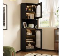 Bladez - Meuble d’angle avec LED, Armoire de rangement avec étagères réglables, Gain de place 45x45x166,5 cm