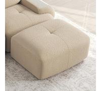 Bladez Tabouret moderne en velours côtelé - Module d'extension pour canapé modulaire - En éponge 32D - Pouf rembourré - Repose-pieds (beige, 1 tabouret)