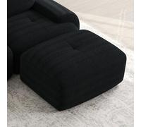 Bladez Tabouret moderne en velours côtelé - Module d'extension pour canapé modulaire - En éponge 32D - Pouf rembourré - Noir - 1 tabouret