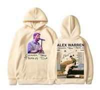 BLAENU Alex Warren Tour Sweat À Capuche Harajuku À Manches Longues Pull d'hiver Hauts pour Hommes Et Femmes Sweat-Shirt avec Poche XXS-4XL-Khaki||x_l