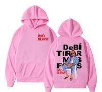 BLAENU Bad Rapper Bunny Hoodie Debi Tirar Más Fotos Album Imprimé Sweatshirt Hommes Femmes Mode Casual Vintage Hoodie À Manches Longues XXS-4XL-Pink||l