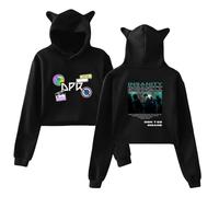 BLAENU DPR IAN Sweat À Capuche Filles 2D Imprimé Chat Oreilles Court Classique À Manches Longues Sweatshirt XXS-XXL-Black||XX_s