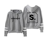 BLAENU James Hype Sweat À Capuche Unisexe sans Poches Stereohype À Manches Parallèles Streetwear pour Hommes Et Femmes XXS-4XL-Grey||l