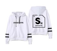 BLAENU James Hype Sweat À Capuche Unisexe sans Poches Stereohype À Manches Parallèles Streetwear pour Hommes Et Femmes XXS-4XL-White||s