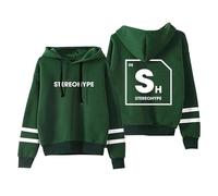BLAENU James Hype Sweat À Capuche Unisexe sans Poches Stereohype À Manches Parallèles Streetwear pour Hommes Et Femmes XXS-4XL-Green||XX_s
