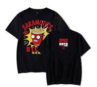 BLAENU Sakamoto Day Merch T-Shirt Homme & Femme 2D Classique Manches Courtes Imprimées Hip Hop Loose Harajuku Top Tshirt Hip Hop en Coton À Col Rond Vêtements De Ville Unisexes-Navy Blue||4X_l