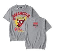 BLAENU Sakamoto Day Merch T-Shirt Homme & Femme 2D Classique Manches Courtes Imprimées Hip Hop Loose Harajuku Top Tshirt Hip Hop en Coton À Col Rond Vêtements De Ville Unisexes-Navy Blue||4X_l