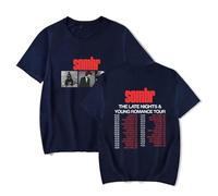 BLAENU Sombr T-Shirt The Late Nights & Young Romance Tour Coton Mode Hip Hop Unisex Manches Courtes Cosplay Streetwear Top pour Femmes Hommes Adolescents XXS-4XL-Navy Blue||s