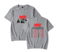 BLAENU Sombr T-Shirt The Late Nights & Young Romance Tour Coton Mode Hip Hop Unisex Manches Courtes Cosplay Streetwear Top pour Femmes Hommes Adolescents XXS-4XL-Grey||x_s