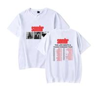 BLAENU Sombr T-Shirt The Late Nights & Young Romance Tour Coton Mode Hip Hop Unisex Manches Courtes Cosplay Streetwear Top pour Femmes Hommes Adolescents XXS-4XL-White||XX_l