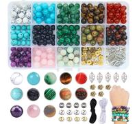 BLAESIFF Perles en pierre précieuse naturelle de 8 mm à enfiler, kit de fabrication de bracelets avec pendentifs, accessoires pour colliers, travaux manuels et fabrication de bijoux