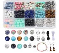 BLAESIFF Perles en pierres précieuses naturelles de 8 mm - 13 couleurs - Perles rondes à enfiler - Pour la fabrication de bijoux - Perles pour bracelets, colliers et boucles d'oreilles