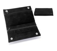 Blague A Tabac Cuir, 16 x 8.5 cm Blague À Tabac À Rouler Cuir Souple Noir Blague À Tabac À Rouler Femme & Homme avec Fermeture Éclair,