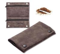 Blague à tabac en cuir - 15,5 x 5,5 cm - Portable - Multicouche - Sac à tabac rotatif - En cuir polyvalent - Avec pliable - Marron
