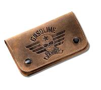 Blague à tabac en cuir véritable au look usé vintage.