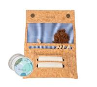 Blague à tabac en liège skaard | Vegan | Pour tabac à rouler, feuilles & filtres | Bleu-Blanc