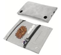 Blague à tabac pliable avec compartiment filtrant et porte-plaques, gris, formel