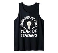 Blague amusante avec inscription « I Survived My First Year Of Teaching » Débardeur