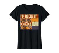 Blague d'anniversaire Amusante avec Inscription « I'm Beckett Doing Beckett Things » T-Shirt Graphique avec Valeur, Femme, Noir, L