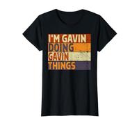 Blague d'anniversaire Amusante avec Inscription « I'm Gavin Doing Gavin Things » T-Shirt Graphique avec Valeur, Femme, Noir, M