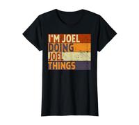 Blague d'anniversaire Amusante avec Inscription « I'm Joel Doing Joel Things » T-Shirt Graphique avec Valeur, Femme, Noir, XS