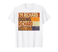 Blague d'anniversaire Amusante avec Inscription « I'm Richard Doing Rich Things » T-Shirt Graphique avec Valeur, Homme, Blanc, XL