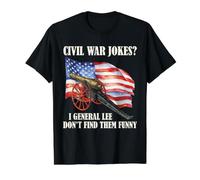 Blagues sur la Guerre Civile Robert E Lee Drapeau américain Histoire Humour Général T-Shirt Graphique avec Valeur, Homme, Noir, L