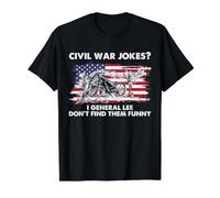 Blagues sur la Guerre Civile Robert E Lee Drapeau américain Histoire Humour Général T-Shirt Graphique avec Valeur, Homme, Noir, XL