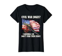 Blagues sur la Guerre Civile Robert E Lee Drapeau américain Histoire Humour Général T-Shirt Graphique avec Valeur, Femme, Noir, M