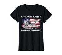 Blagues sur la Guerre Civile Robert E Lee Drapeau américain Histoire Humour Général T-Shirt Graphique avec Valeur, Femme, Noir, XS