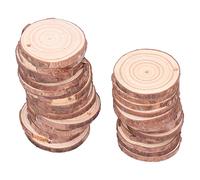 Blaihild 30 Tranches de Bois de Pin Naturel de 4 à 7 Cm avec écorce, Trou pré-percé pour Suspendre des Sous-verres en Bois Rustiques, Fournitures Artisanales pour Mariage, étiquettes Cadeaux de Noël,
