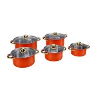 Blaihild Ensemble de Marmites 5 Tailles en Acier Inoxydable 16, 18, 20, 22, 24 Cm avec Couvercles en Verre, Finition Miroir, Chaleur Uniforme pour Induction, Gaz, Céramique, Facile à Nettoyer,