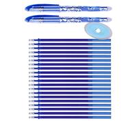 Blaihild Ensemble de Stylos Effaçables Pointe 0,5 Mm 20 Recharges Bleues avec Gomme, écriture Fine pour étudiants Enseignants, Correction Instantanée des Erreurs, pour Prise de Notes au Bureau et à