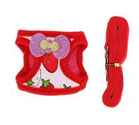 Blaihild Ensemble Harnais et Laisse pour Lapins Réglables et Respirants pour Lapins de 0,5 à 2,5 Kg S M L - Sangle de Poitrine à Quatre Points avec Motif Fraise, Ajustement Confortable pour Les (M)