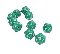 Blaihild Jeu de Dés Polyédriques, 10 Pièces, 20 Faces, Jeux de Table RPG DND avec 1 Sac de Rangement en Velours pour Jeux Mathématiques Donjons et Dragons (Green)