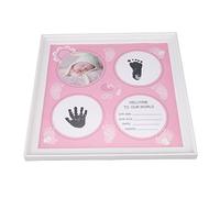 Blaihild Kit de Cadre Photo d'empreinte de Main de bébé, Souvenir Idéal pour les Souvenirs du nouveau-né, fabriqué avec un Panneau de densité et du Plastique, Parfait pour les Affichages (PINK)