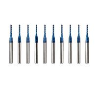 Blaihild Lot de 10 Fraises à Graver en Carbure Bleu avec Tige de 3,175 Mm pour Machines CNC PCB, Rainure sans Bavure, Diamètre de Palette de 1,0 à 1,4 Mm, Longueur de 38 , Kit de Fraises pour le